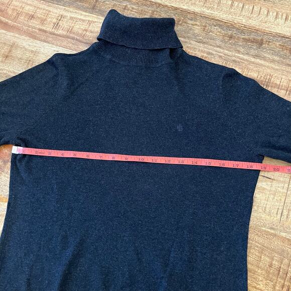 Lauren Ralph Lauren Turtleneck Sweater Large Silk Cashmere Blend Black - Picture 10 of 12